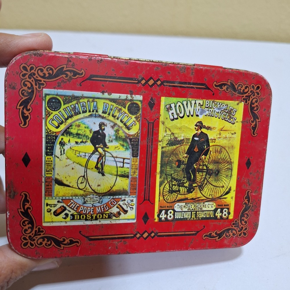 Vintage 1981 Columbia Howe Bicycle Playing Cards Double Deck Collector Tin